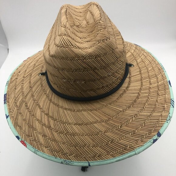Kenny K Straw Sun Hat – Wide Brim – Chin Cord – Nautical Print Underbrim – XL main image 7